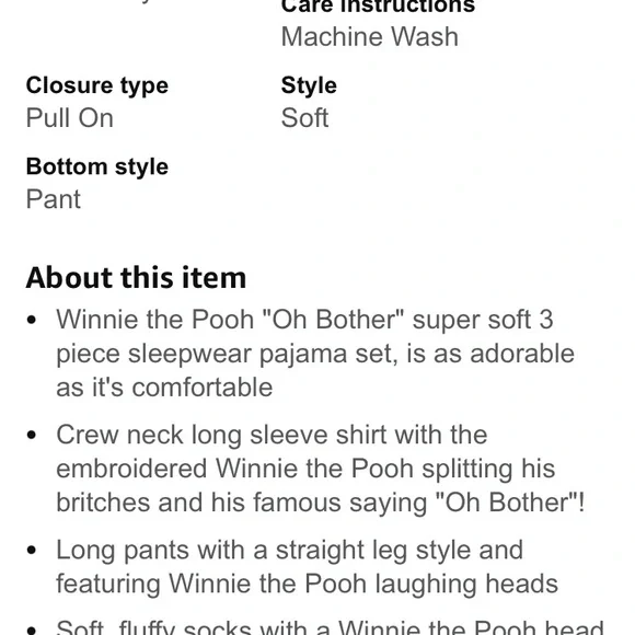 Disney Red and Gray Winnie the Pooh Pajama Set, Women’s Size XL (top and bottom) - Picture 8 of 8